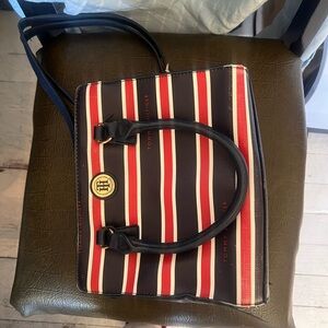 Tommy Hilfiger Red and Black Striped Tote